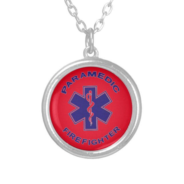 Firefighter Paramedic Silver Plated Necklace (Front)