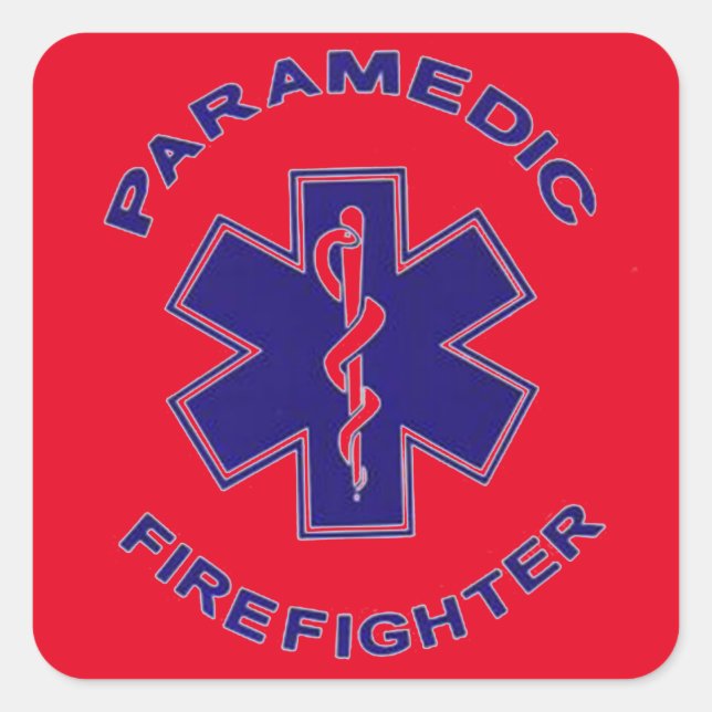 Firefighter Paramedic Square Sticker (Front)