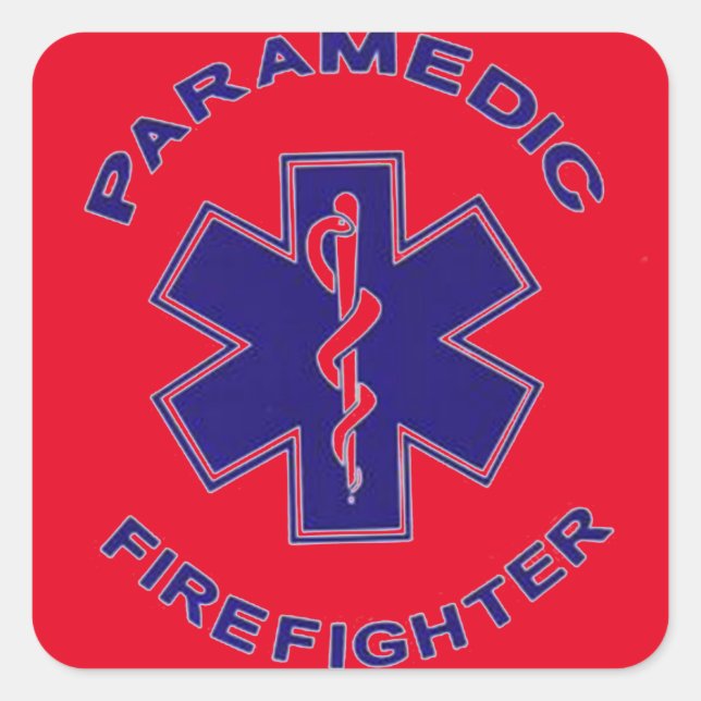 Firefighter Paramedic Square Sticker (Front)