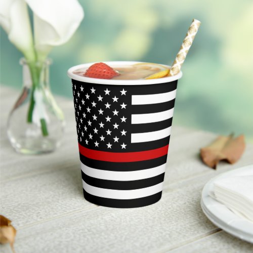 Firefighter Party Fireman Thin Red Line Paper Cups