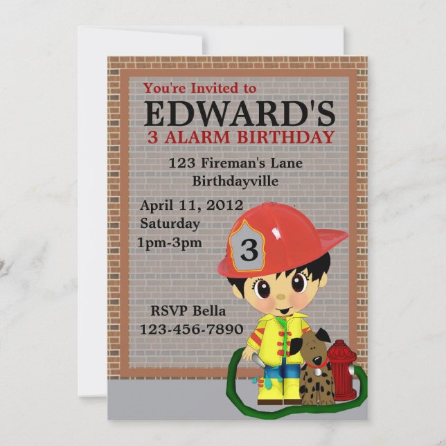 Firefighter Party Invitation (Front)