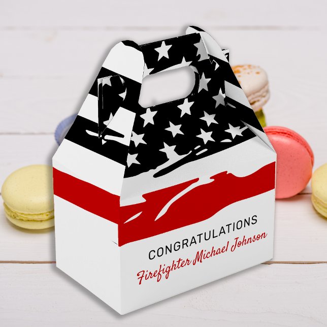 Firefighter Party Thin Red Line Congratulations Favor Boxes (Creator Uploaded)