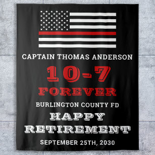 Firefighter Party Thin Red Line Happy Retirement  Tapestry