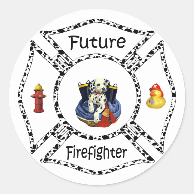 Firefighter Party Time Classic Round Sticker Zazzle