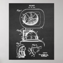 Firefighter patent art print no. 2 Fireman Helmet