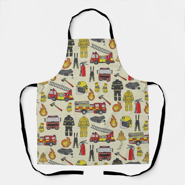 Firefighter Pattern, Fire Truck, Rescue Gear, Flam Apron (Front)