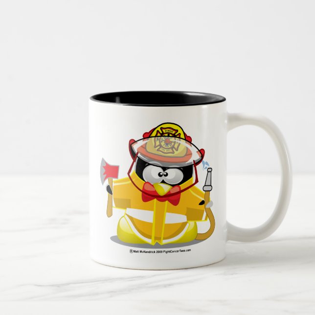 Firefighter Penguin Two-Tone Coffee Mug (Right)