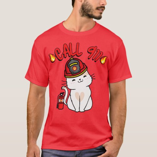 Firefighter Persian Cat T_Shirt