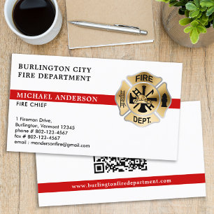 Firefighter Personalized Logo QR Fire Department Business Card