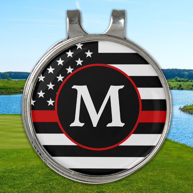 Firefighter Personalized Monogram Thin Red Line Golf Hat Clip (Creator Uploaded)