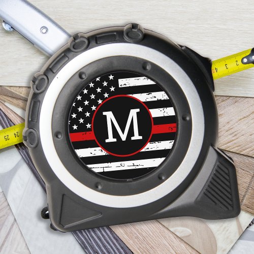 Firefighter Personalized Monogram Thin Red Line Tape Measure