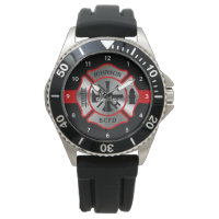 Firefighter Personalized Name Maltese Cross Watch