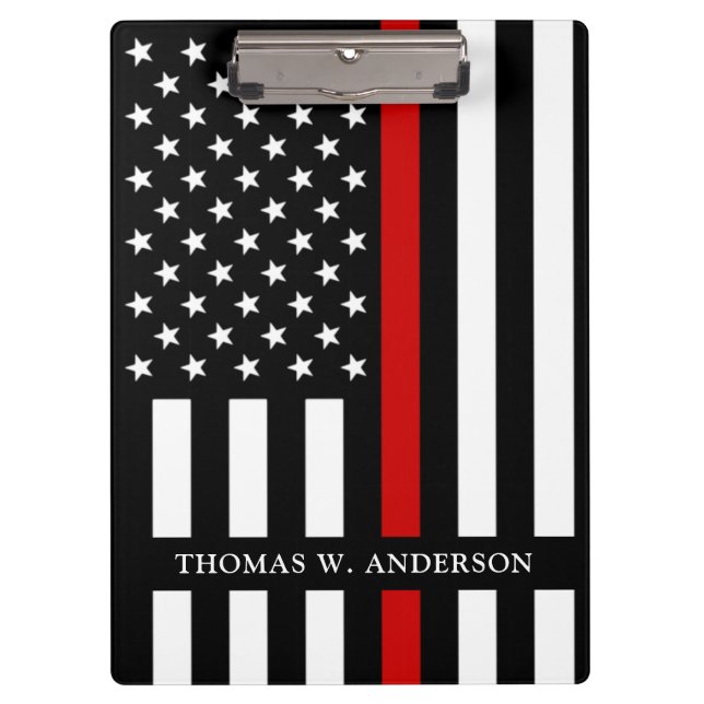 Firefighter Personalized Name Thin Red Line Clipboard (Front)