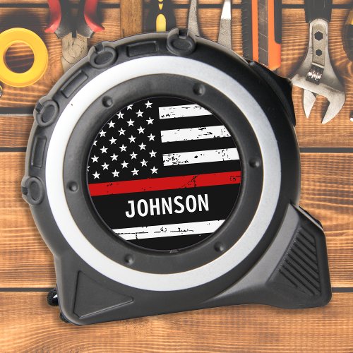 Firefighter Personalized Thin Red Line Flag Tape Measure