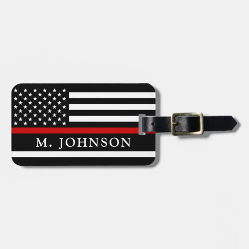 Firefighter Personalized Thin Red Line Luggage Tag