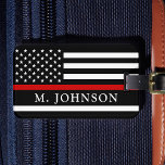Firefighter Personalized Thin Red Line Luggage Tag<br><div class="desc">Thin Red Line Luggage Tag - American flag in Firefighter Flag colors, modern black red design . Personalize with fireman name or family name. This personalized firefighter luggage tag is perfect for firefighters and fire service families and all those who support them . COPYRIGHT © 2020 Judy Burrows, Black Dog...</div>