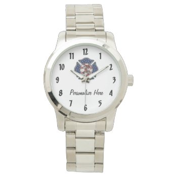 Firefighter Personalized Wrist Watch by bonfirefirefighters at Zazzle