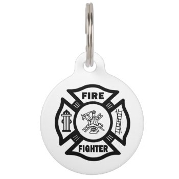 Firefighter Pet Name Tag by bonfirefirefighters at Zazzle