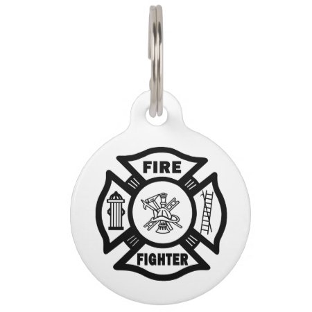 Firefighter Pet Name Tag