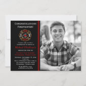 Firefighter Photo Graduation Announcement | Party (Front)