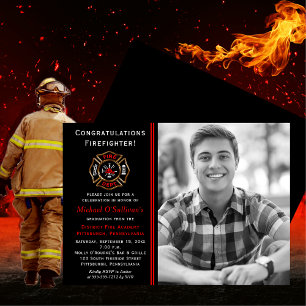 Firefighter Photo Graduation Announcement Party