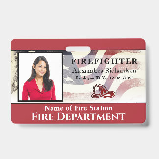 Firefighter Photo Name Logo ID Card Custom Badge