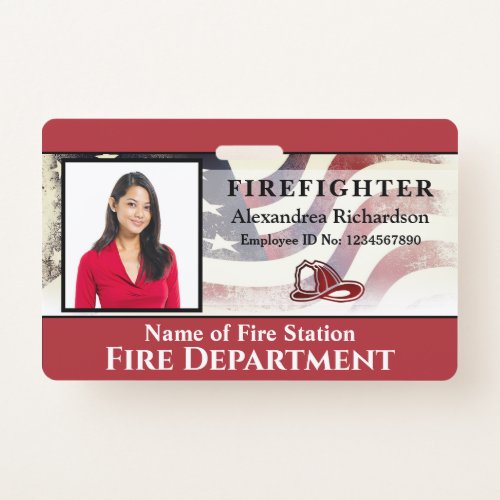 Firefighter Photo Name Logo ID Card Custom Badge