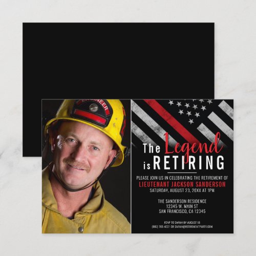 Firefighter Photo Thin Red Line Fireman Retirement