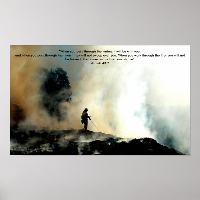 Firefighter Poster - Isaiah 43:2 (Front)
