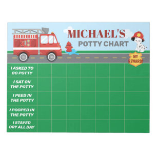 Firefighter Potty Chart Personalized Name & Tasks Notepad