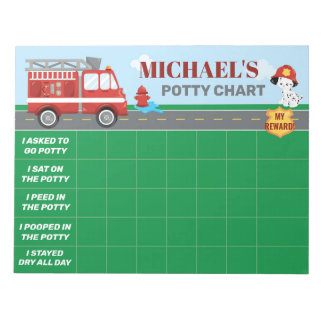 Firefighter Potty Chart Personalized Name & Tasks Notepad