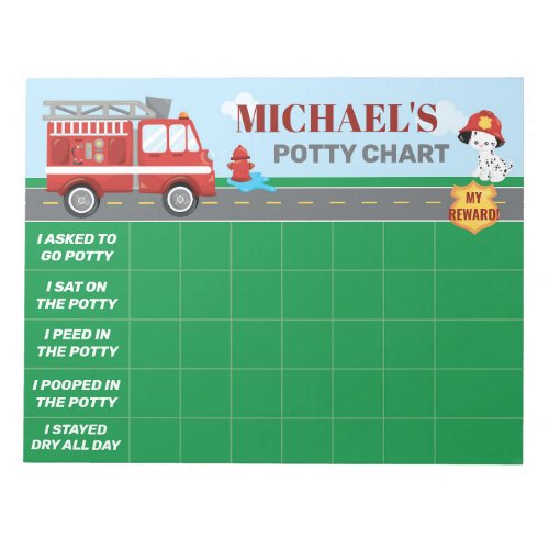 Firefighter Potty Chart Personalized Name  Tasks Notepad