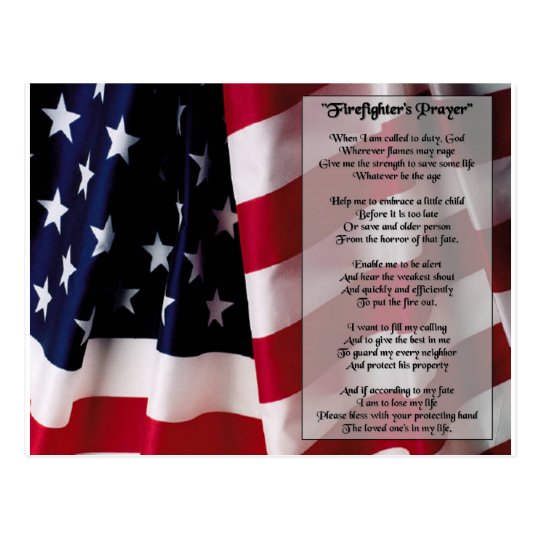 firefighter prayer black print postcard | Zazzle.com