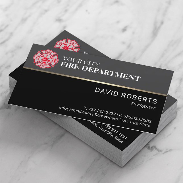 Firefighter Professional Fire Department Logo Business Card (Creator Uploaded)