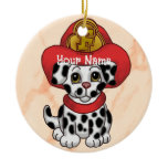 Firefighter Puppy Ceramic Ornament