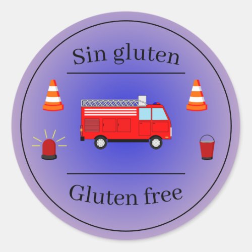 Firefighter Purple Bilingual Birthday food label