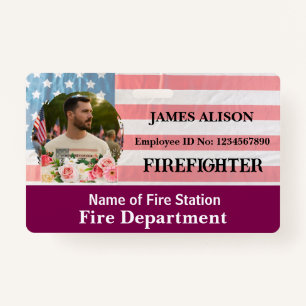 Firefighter Qr Code   Photo Name ID Card  Badge