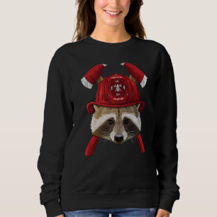 Firefighter Raccoon Fireman Kids Fire Rescue Trash Sweatshirt