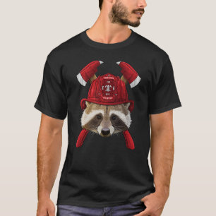 Firefighter Raccoon Fireman Kids Fire Rescue Trash T-Shirt