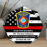Firefighter Recognition Custom Logo Thin Red Line Acrylic Award<br><div class="desc">Celebrate and show your appreciation to an outstanding Firefighter with this Thin Red Line Award - American flag design in Firefighter Flag colors , modern black red design with custom fire department logo. Personalize this firefighter award with fireman rank, name, text with fire servicedepartment name, logo and community, and date...</div>