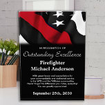 Firefighter Recognition Service Thin Red Line Acrylic Award<br><div class="desc">Celebrate and show your appreciation to an outstanding Firefighter with this Thin Red Line Award - American flag design in Firefighter Flag colors , modern black red design. Personalize this firefighter award with fireman name, text with fire department name, message and community, and date of issue. Perfect of firefighter retirement...</div>