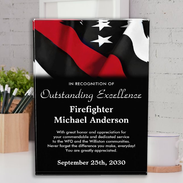 Firefighter Recognition Service Thin Red Line Acrylic Award (Creator Uploaded)