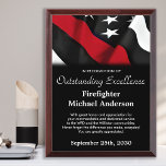 Firefighter Recognition Service Thin Red Line Award Plaque<br><div class="desc">Celebrate and show your appreciation to an outstanding Firefighter with this Thin Red Line Award - American flag design in Firefighter Flag colors , modern black red design. Personalize this firefighter award with fireman name, text with fire department name, message and community, and date of issue. Perfect of firefighter retirement...</div>