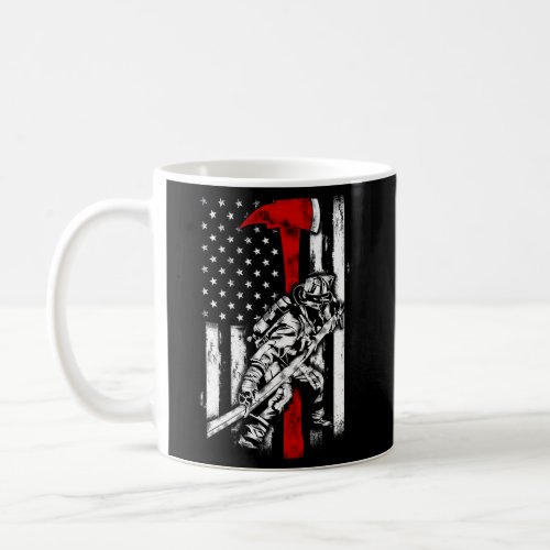 Firefighter Red Axe Distressed Fireman American Fl Coffee Mug
