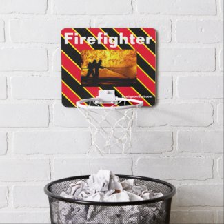 Firefighter red/black/yellow flames mini basketball hoop