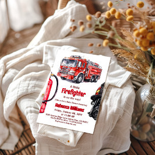 Firefighter Red Fire Truck Boy Baby Shower Invitation