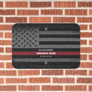 FireFighter Red Flag In Loving Memory Metal Sign