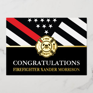 Firefighter Red Line Fire Academy Graduation Card