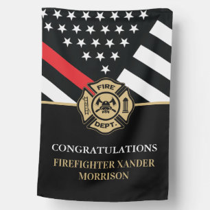 Firefighter Red Line Fire Academy Graduation House Flag