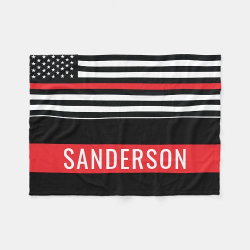 Firefighter Red Line Fire Department Flag Fireman Fleece Blanket